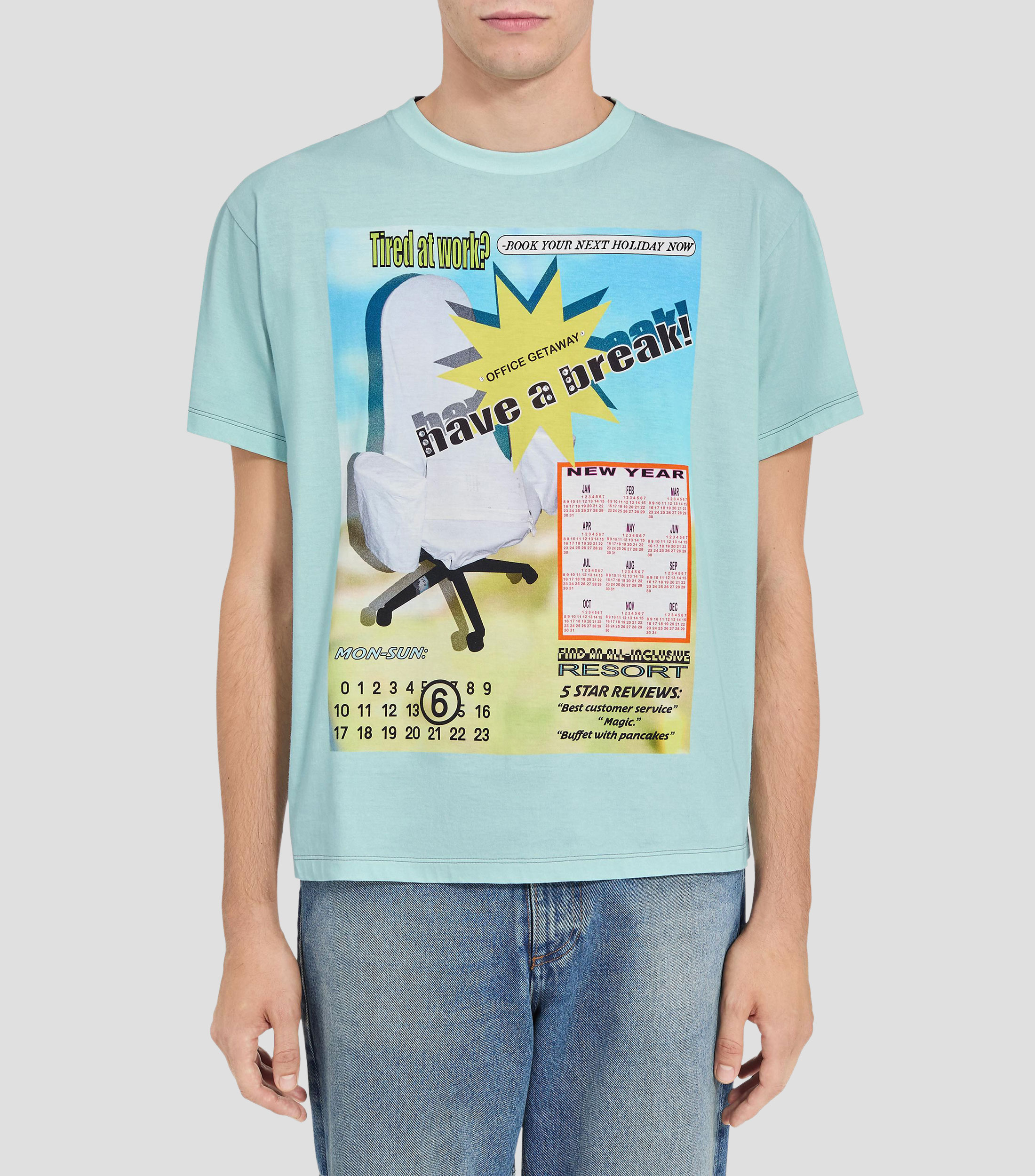 Playera de cuello redondo con manga corta estampada Hombre